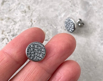 Silver Leather Stud Earrings, Minimalist Jewellery, Gift for Women