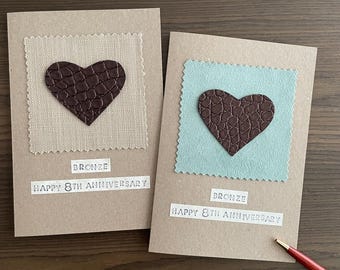 8th Anniversary Card: Bronze Anniversary Gift, Handmade Keepsake