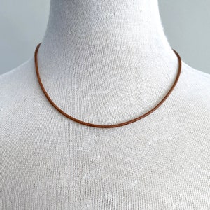 Rustic Leather Choker for Women, Distressed Brown Cord Necklace, Minimalist Jewelry image 6