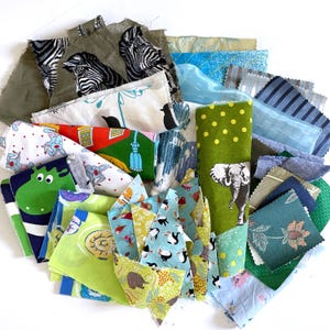 Fabric Scraps Bundle, 200g+ Assorted Slow Stitching Pack, Craft Materials