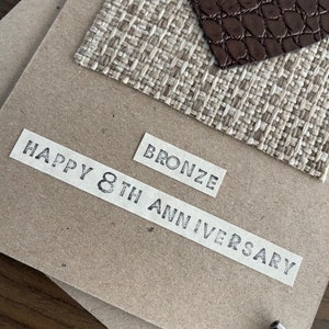 8th Anniversary Card, Bronze Anniversary Gift, for Husband, for Wife, Vegan Leather image 3