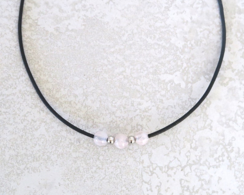 Rose Quartz Choker Necklace for Women Gemstone Bead Necklace image 0