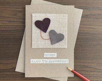 Copper Anniversary Card, 7th Anniversary Gift for Wife, for Husband, for Couple