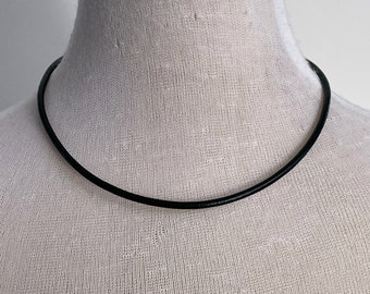 Black Leather Choker for Men, 2.5mm Cord Necklace for Him, Gift for Boyfriend