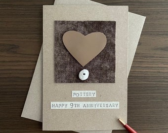 9th Anniversary Card, Pottery Anniversary Gift, for Husband, for Wife
