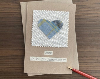7th Wedding Anniversary Card, Wool Anniversary Gift, for Husband, for Wife