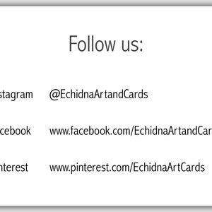 Puede incluir: S&iacute;guenos: Instagram @EchidnaArtandCards, Facebook www.facebook.com/EchidnaArtandCards, Pinterest www.pinterest.com/EchidnaArtCards