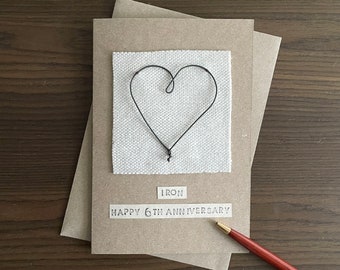 Iron Heart 6th Anniversary Card, Gift for Husband, Sixth Anniversary Gift for Wife