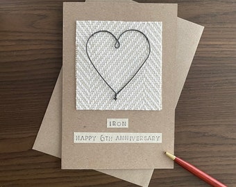 Carte de 6e anniversaire Iron Heart, cadeau pour mari, cadeau de sixième anniversaire pour femme