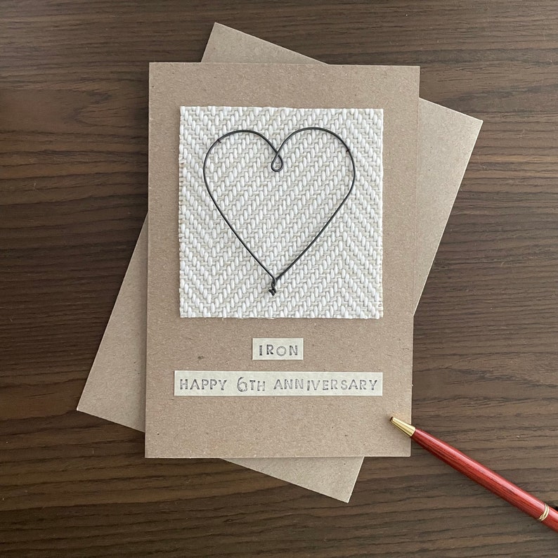 Iron Heart 6th Anniversary Card, Gift for Husband, Sixth Anniversary Gift for Wife immagine 1