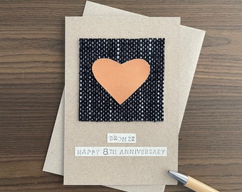 8th Anniversary Card, Bronze Anniversary Gift, for Husband, for Wife