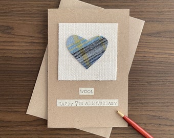 7th Wedding Anniversary Card, Wool Anniversary Gift, for Husband, for Wife