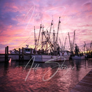 Port Royal, Nautical Shrimp Boat Sunset / South Carolina / Photography Print Home Decor