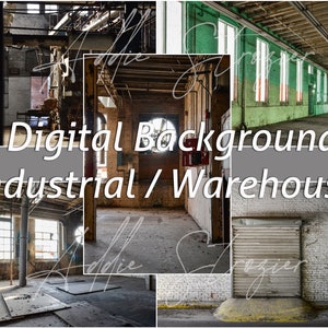 Industrial Digital Backgrounds - 5 JPG Files for Composite Photography Warehouse Grunge Photoshop