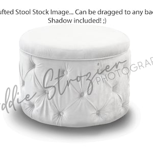 White Tufted Stool PNG Clip Art Stock Image Boudoir Prop