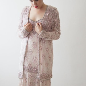 Vintage kralen top baby roze kant jas, lace kralen top, flapper top, bruiloft boven, Gatsby jas, GRATIS verzending