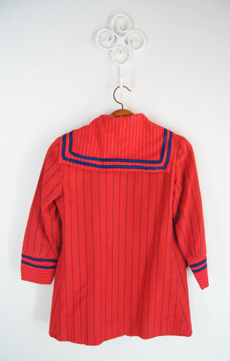 Vintage wool red Coat Sailor red blue jacket 1950's | Etsy