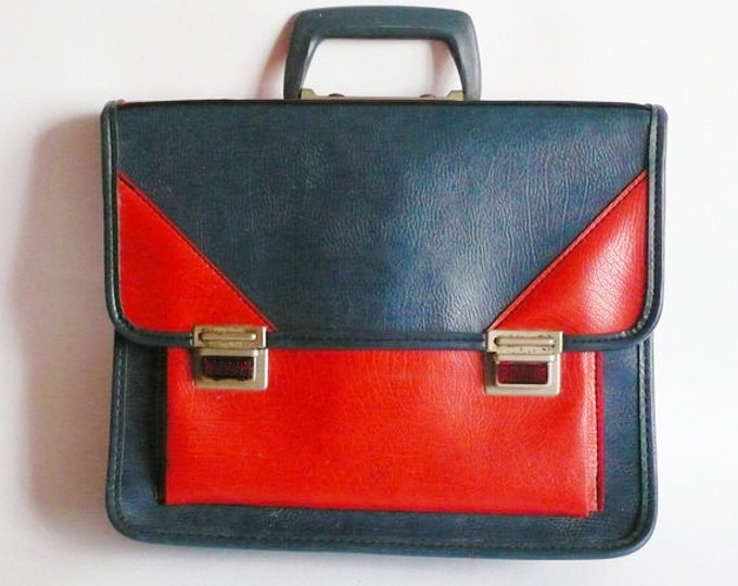 Sale 1960'S Vintage SCHOOL Bag Special Buckles Red Blue - Etsy