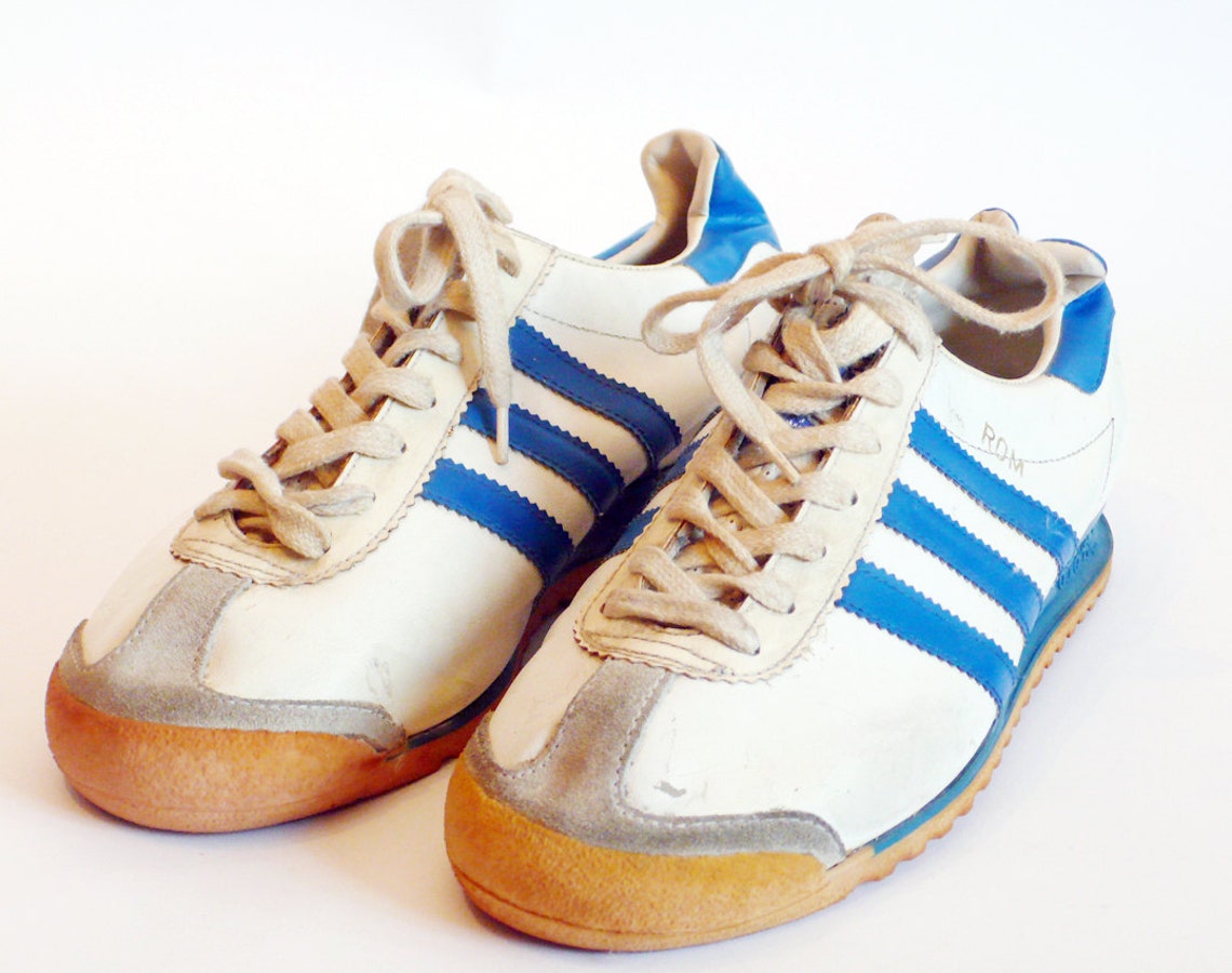 Rare ADIDAS ROM Vintage trainers 70s athletic shoe white blue Etsy