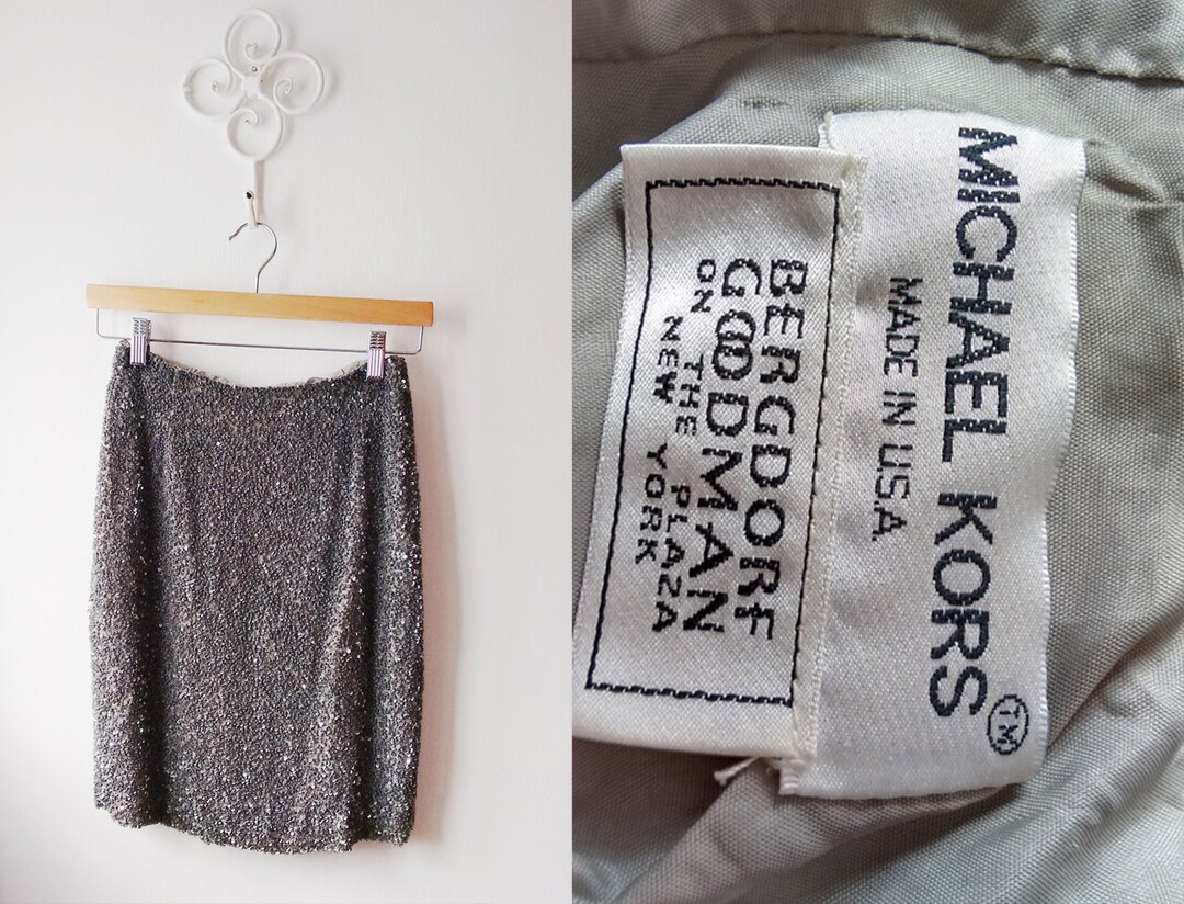 Michael kors silver sequin skirt deals