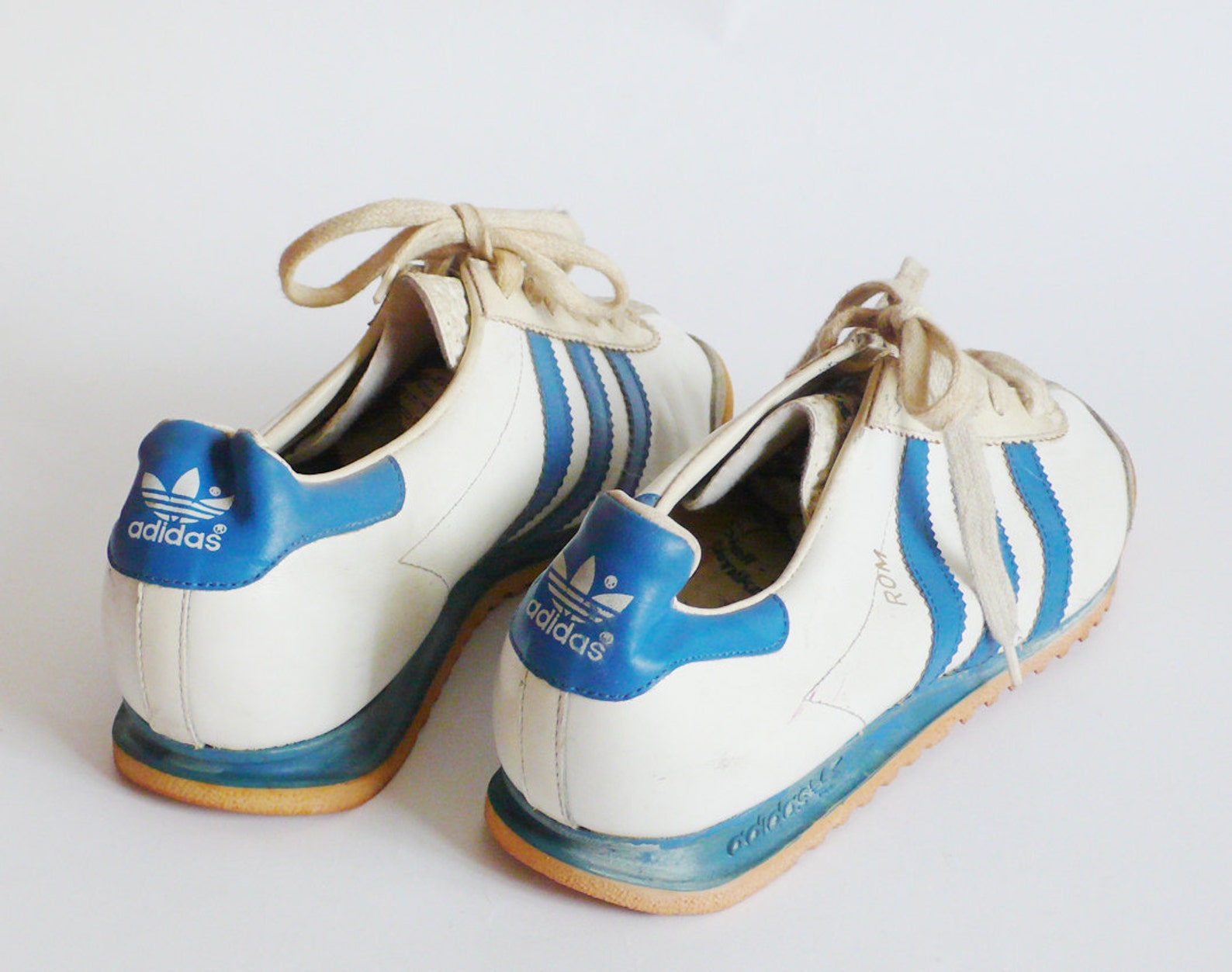 Rare ADIDAS ROM Vintage trainers 70s athletic shoe white blue | Etsy
