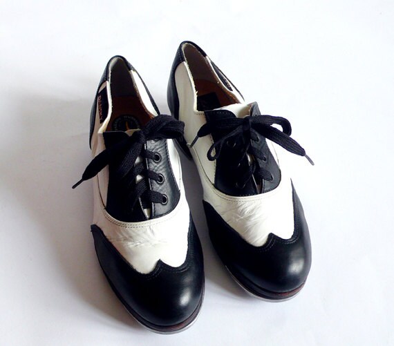 white leather tap shoes