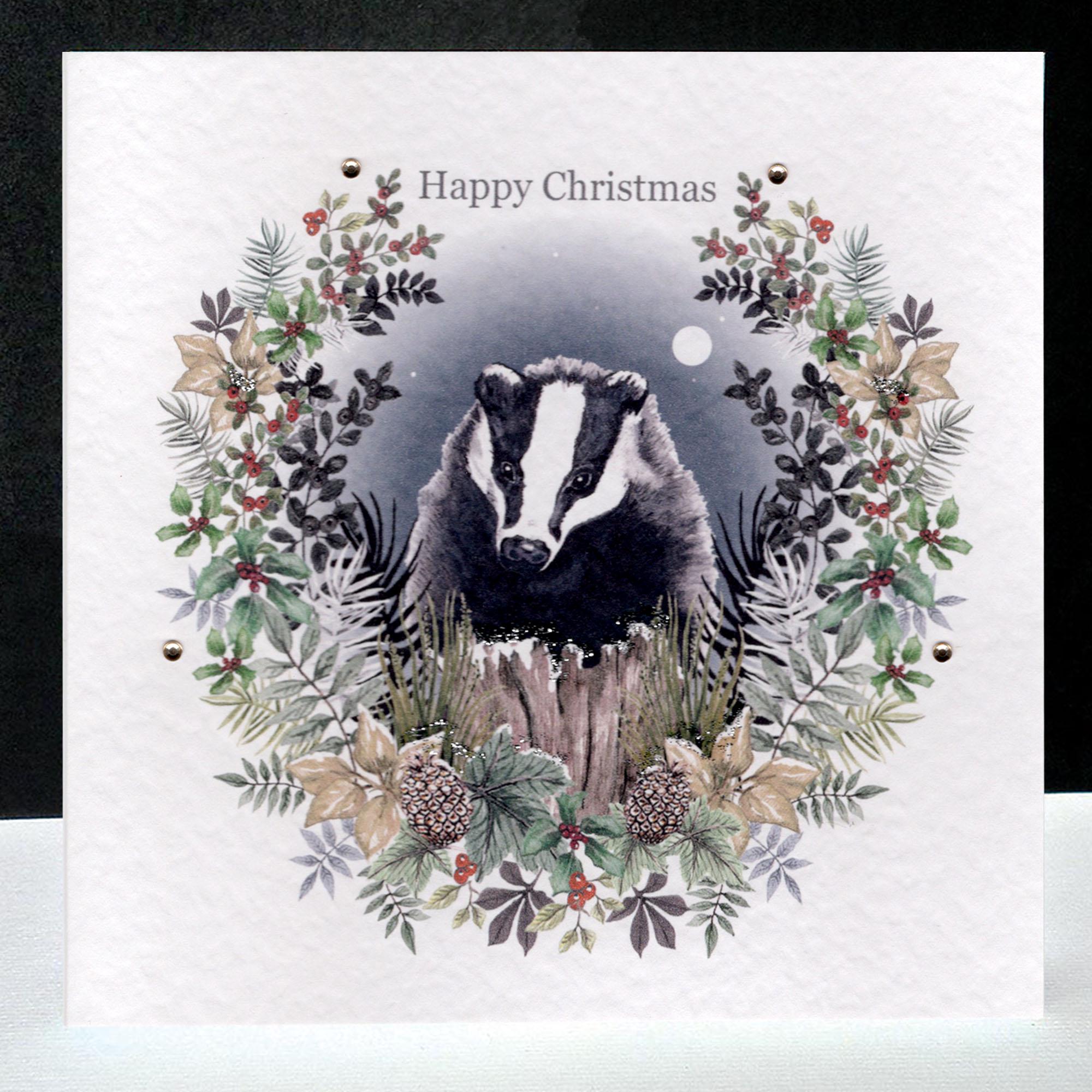 Childreans Cute Greeting Card. Cute Badger Celebrating A Birthday With A Cake And Festive Decorations - View #10