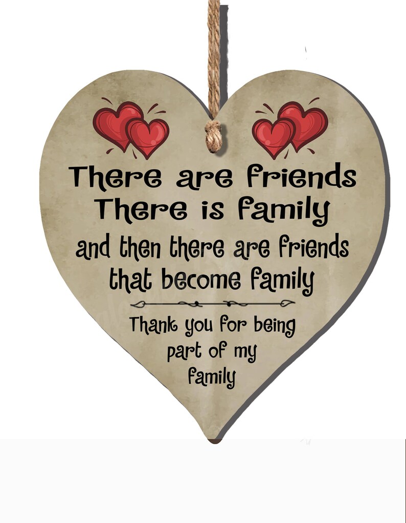Hanging Wooden Heart Plaque There Are Friends There is Family Etsy