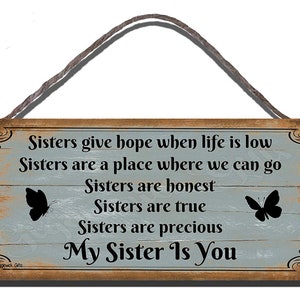 Gigglewick Gifts Wooden Sign Sisters Give Hope When Life Is Low Birthday  Wall Plaque Gift Present