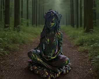 Meditating tree girl figurine
