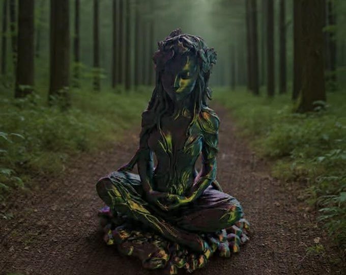 Featured listing image: Meditating tree girl figurine