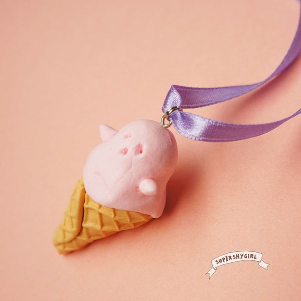 Boo the Ghost Ice cream Necklace kawaii food jewelry