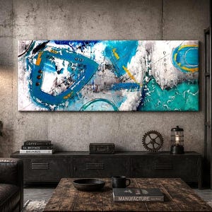 JEAN SANDERS, xxl- 170x70x4cm, petrol, blau, grau, weiss... Grossformat, auch ideal für Büro, loft etc. - kostenloser Versand