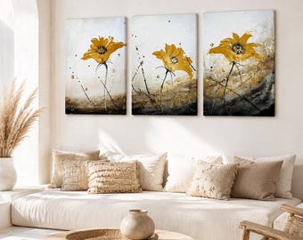 Hand-Painted Reproduction | Floral Triptych 3x50x70cm / 19.7x27.6in each | Approval before shipping