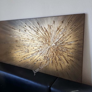 Strukturbild JEAN SANDERS - Spirale - gold bronze braun silber - auf Keilrahmen 120x60cm - handgemalt Wandbild Struktur Textur glänzen edel