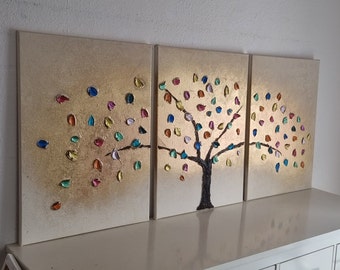 JEAN SANDERS - 150x70cm - abstrakte Kunst Malerei Baum Kunstwerk, Struktur, Wand Kunst Wand Dekor -Gemälde auf Leinwand- direkt aufhängen