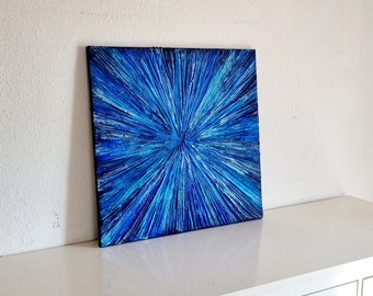 JEAN SANDERS-Struktur Wandbild/Gemälde, 60x60cm edel modern, blaue Farben, handgemalt auf Keilrahmen, Geschenk,Loft,Büro,Deko-mehr im Shop