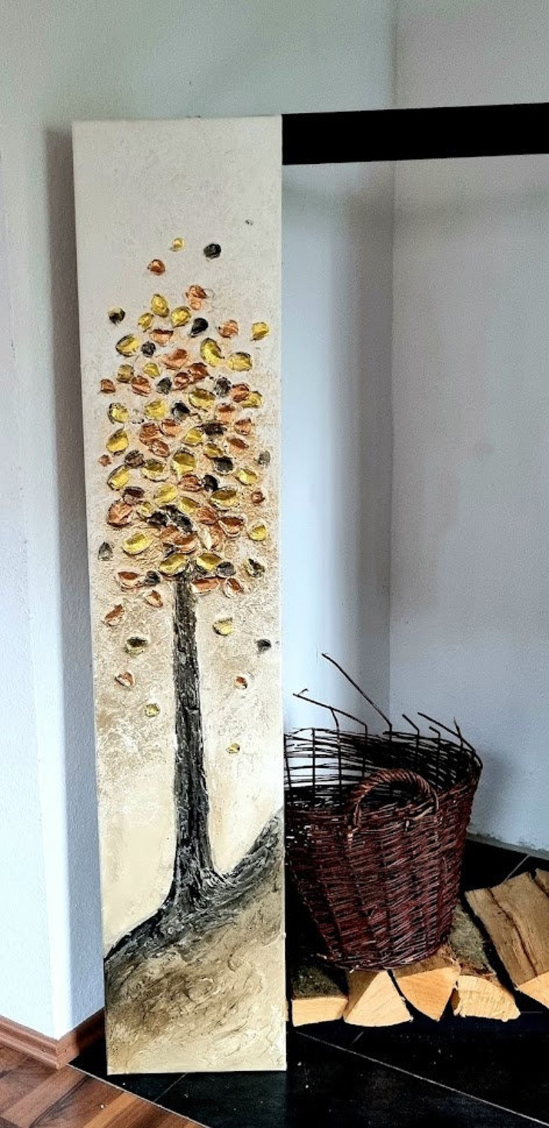 JEAN SANDERS 150x30cm abstrakte Kunst Malerei Baum Kunstwerk, Struktur, Wand Kunst Wand Dekor Gemälde auf Leinwand direkt aufhängen image 3