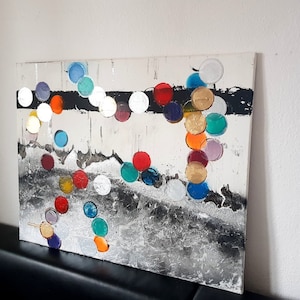 JEAN SANDERS-Bild abstrakt modern-100x80cm,mehrfarbig,Weihnachten,fröhliche Farbgebung- Wanddeko,Kunst.handgemalte Originale, mehr im Shop