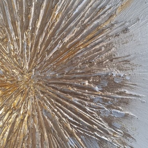 JEAN SANDERS Strukturbild 3D Effekt 60x60cm hochwertig modern elegant, metallicgold/silber Textur,handgemalt. Mehr meiner Gemälde im Shop image 8