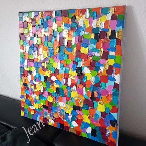 JEAN SANDERS-Bild abstrakt modern-50x50cm,mehrfarbig,UNIKATE; fröhliche Farbgebung-Wanddeko,Kunst.handgemalte Originale,mehr Auswahl im Shop