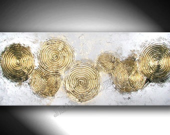 Jean Sanders-Bild abstrakt STRUKTURBILD 170x70x4 grau/weiss/gold - direkt aufhänge,toller Wandschmuck.HANDGEMALT-Mehr meiner Bilder im Shop