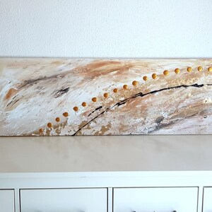 JEAN SANDERS- Wandbild Deko Quer-o. Hochformat braun creme beige gold auf Keilrahmen 120x40cm - handgemaltes Bild,Geburtstag Geschenk Urlaub