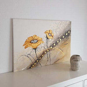 JEAN SANDERS Strukturbild-3D Effekt 60x90cm Blumen romantisch elegant edel,Loft,Büro;Geschenk,Textur, handgemalt.Mehr meiner Gemälde s.Shop!