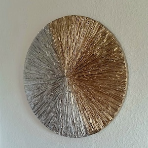 JEAN SANDERS-Struktur Bild 50cm,silber/gold Textur.Elegantes Gemälde moderne Wanddeko,Boho,Wandbild,handgemalt,Kunst.Originale.Mehr im Shop!
