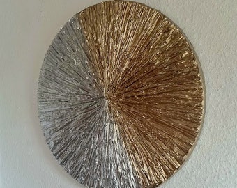 JEAN SANDERS-Struktur Bild 50cm,silber/gold Textur.Elegantes Gemälde moderne Wanddeko,Boho,Wandbild,handgemalt,Kunst.Originale.Mehr im Shop!