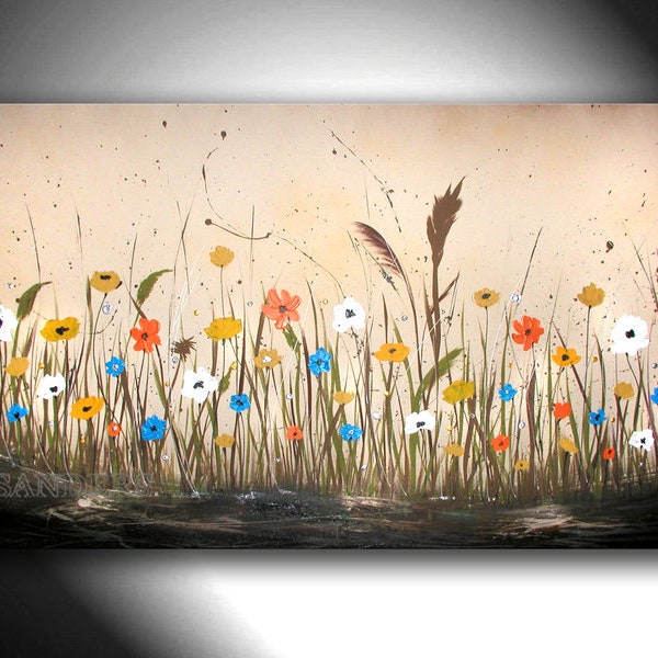 Jean Sanders --Grossformat  140x80cm "im Kornfeld" - Wiese / Feld mit Kornblumen. warme Farben. Mehr meiner Bild findet Ihr im Shop !