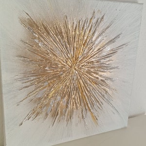 JEAN SANDERS Strukturbild 3D Effekt 60x60cm hochwertig modern elegant, metallicgold/silber Textur,handgemalt. Mehr meiner Gemälde im Shop image 3