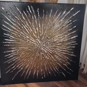 JEAN SANDERS-Wandbild 80x80cm,Wanddeko.Handgemalt.dunkel/schwarzbraun gold silber abstrakt edel elegant,Gemälde.Originale.noch mehr im Shop image 4