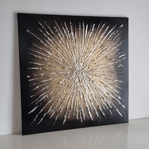 JEAN SANDERS-Wandbild 80x80cm,Wanddeko.Handgemalt.dunkel/schwarzbraun gold silber abstrakt edel elegant,Gemälde.Originale.noch mehr im Shop image 1